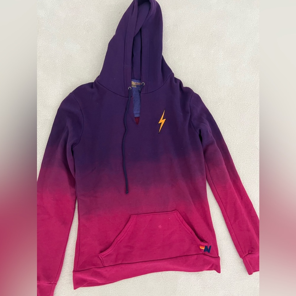 Aviator nation purple and pink tie dye hoodie. Size Large.